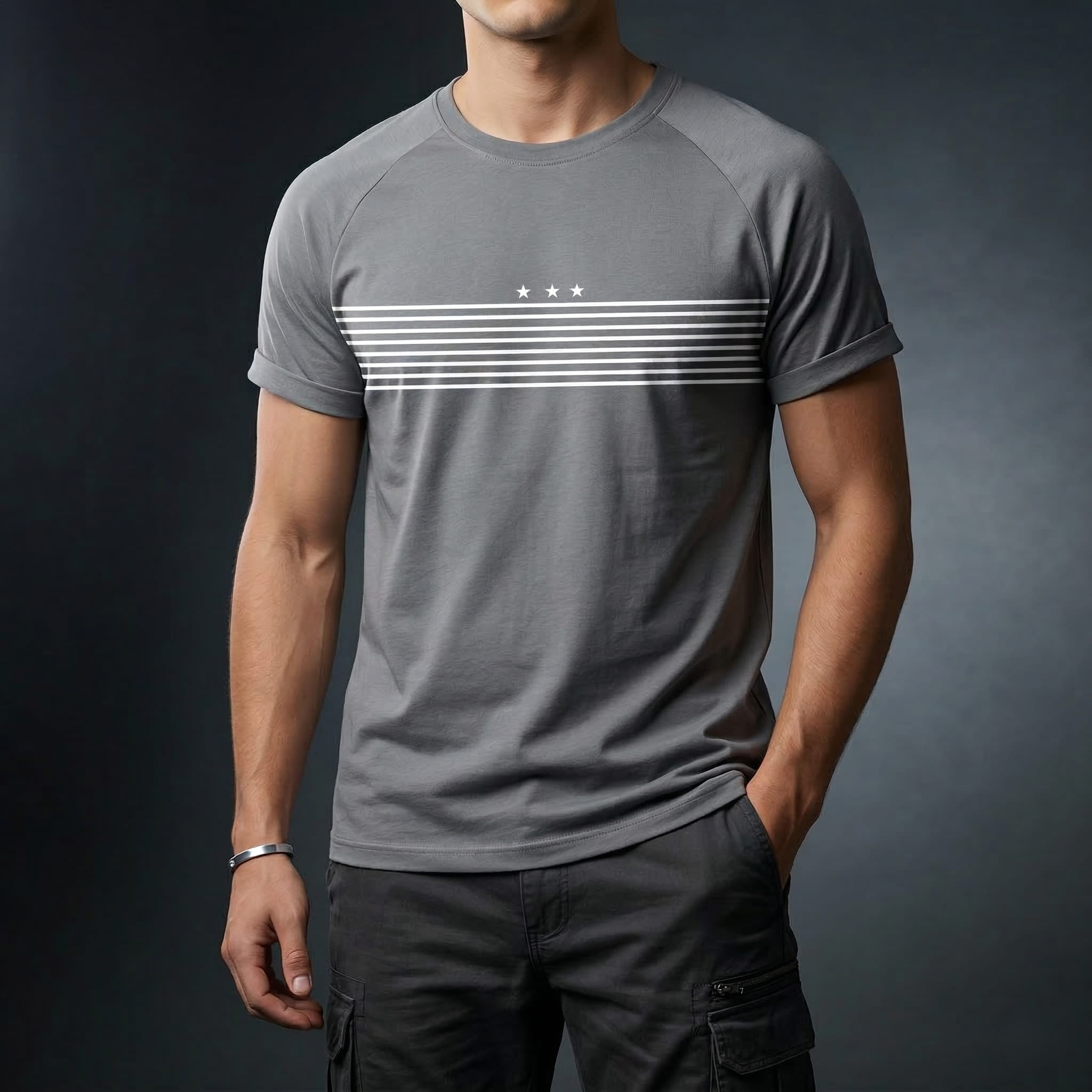 Stylish Comfortable sports T-Shirt(Ash) - 4660
